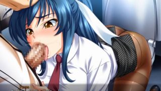制服ポニーテール美少女に押し付ける肉棒！ストッキングもイイね！抜き